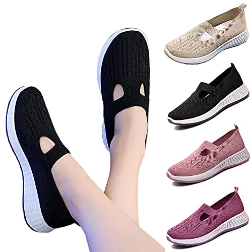 Breathable Soft Sole Orthopedic Casual Shoes,Women's Orthopedic Walking Sneakers (Black,36)