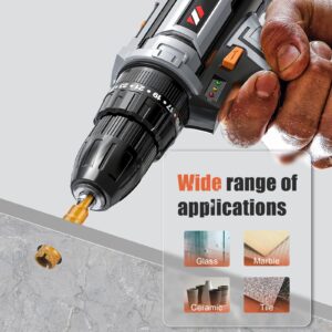 THINKWORK Diamond Hole Saw Kit, Dry/Wet Brazing Tile Core Drill Bits Sets, Brazed Hollow Tile Hole Saw Set (6-30mm), Diamond Drill Bit Set Suitable for Glass, Ceramic, Tile, Marble, Porcelain, 8 PCS