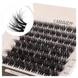 lashview cluster lashes wispy cluster eyelash extensions 3d diy lash clusters 10-16mm multilayered eyelash clusters, reusable fluffy individual lashes cluster(ml 11)