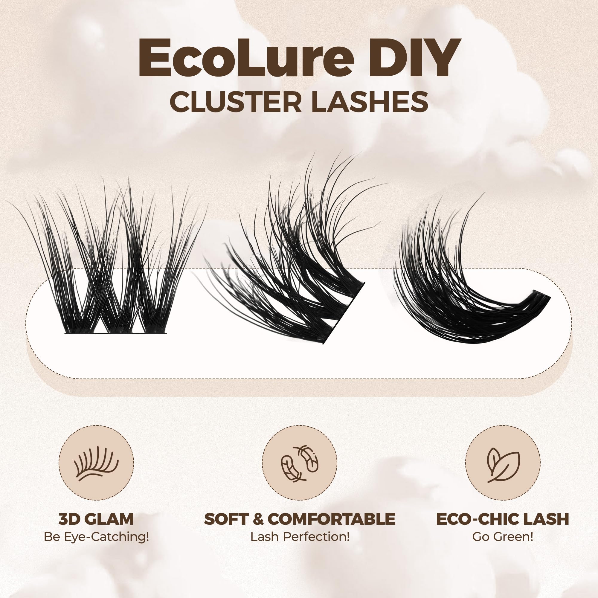 LASHVIEW Cluster Lashes Wispy Cluster Eyelash Extensions 3D DIY Lash Clusters 10-16mm Multilayered Eyelash Clusters, Reusable Fluffy Individual Lashes Cluster(ML 11)