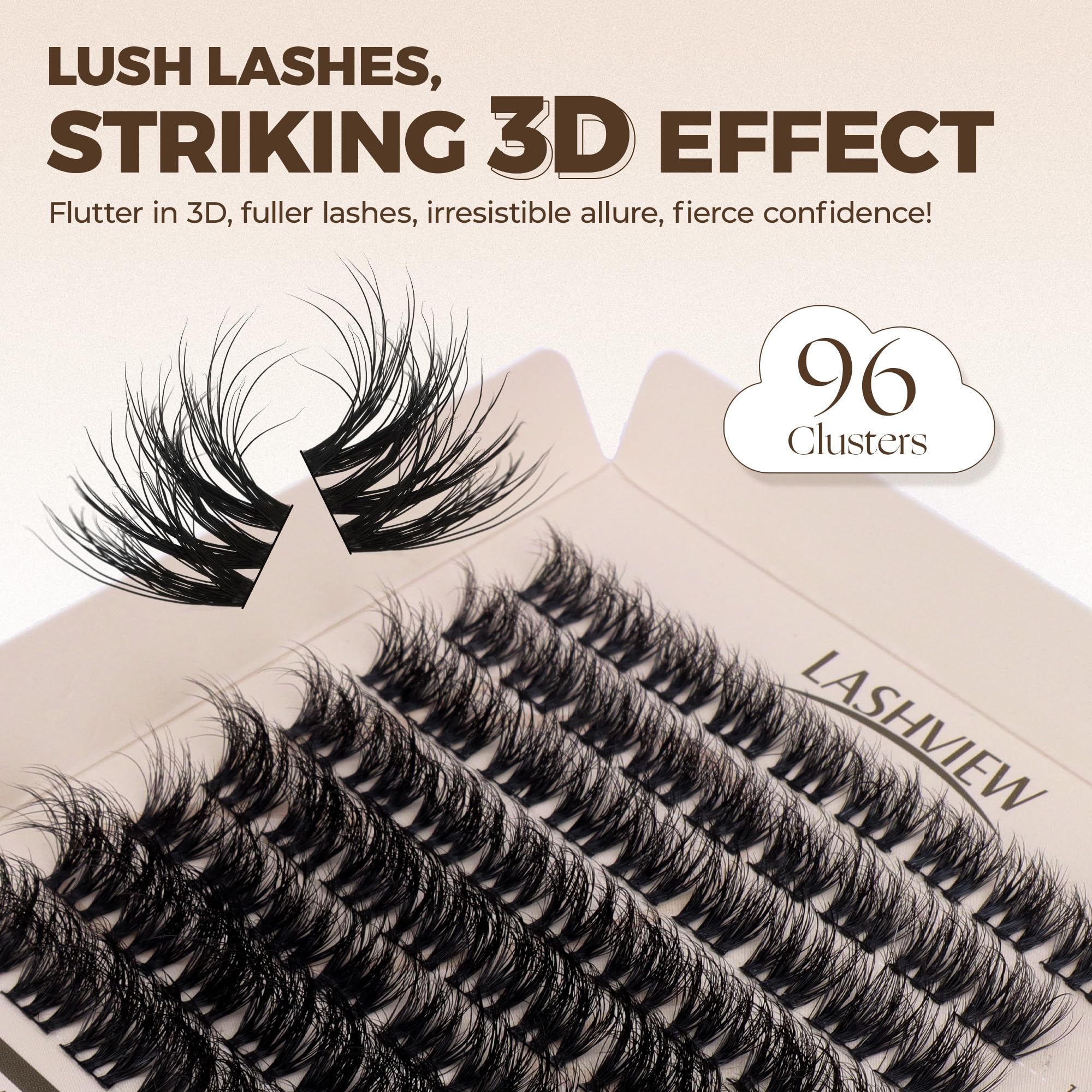 LASHVIEW Cluster Lashes Wispy Cluster Eyelash Extensions 3D DIY Lash Clusters 10-16mm Multilayered Eyelash Clusters, Reusable Fluffy Individual Lashes Cluster(ML 11)