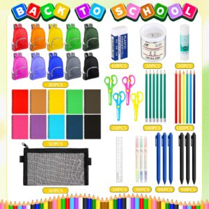 Colarr 30 Pack Backpacks Bulk Christmas Gift with 810 Piece School Supplies Kits Include Notebooks Ballpoint Pens Pencil Pouch Sharpeners Highlighters for Elementary Middle and High School Students