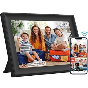 32gb frameo 10.1 inch smart wifi digital photo frame 1280x800 hd ips lcd touch screen, auto-rotate, motion sensor, built in 32gb memory, share moments instantly via frameo app from anywhere