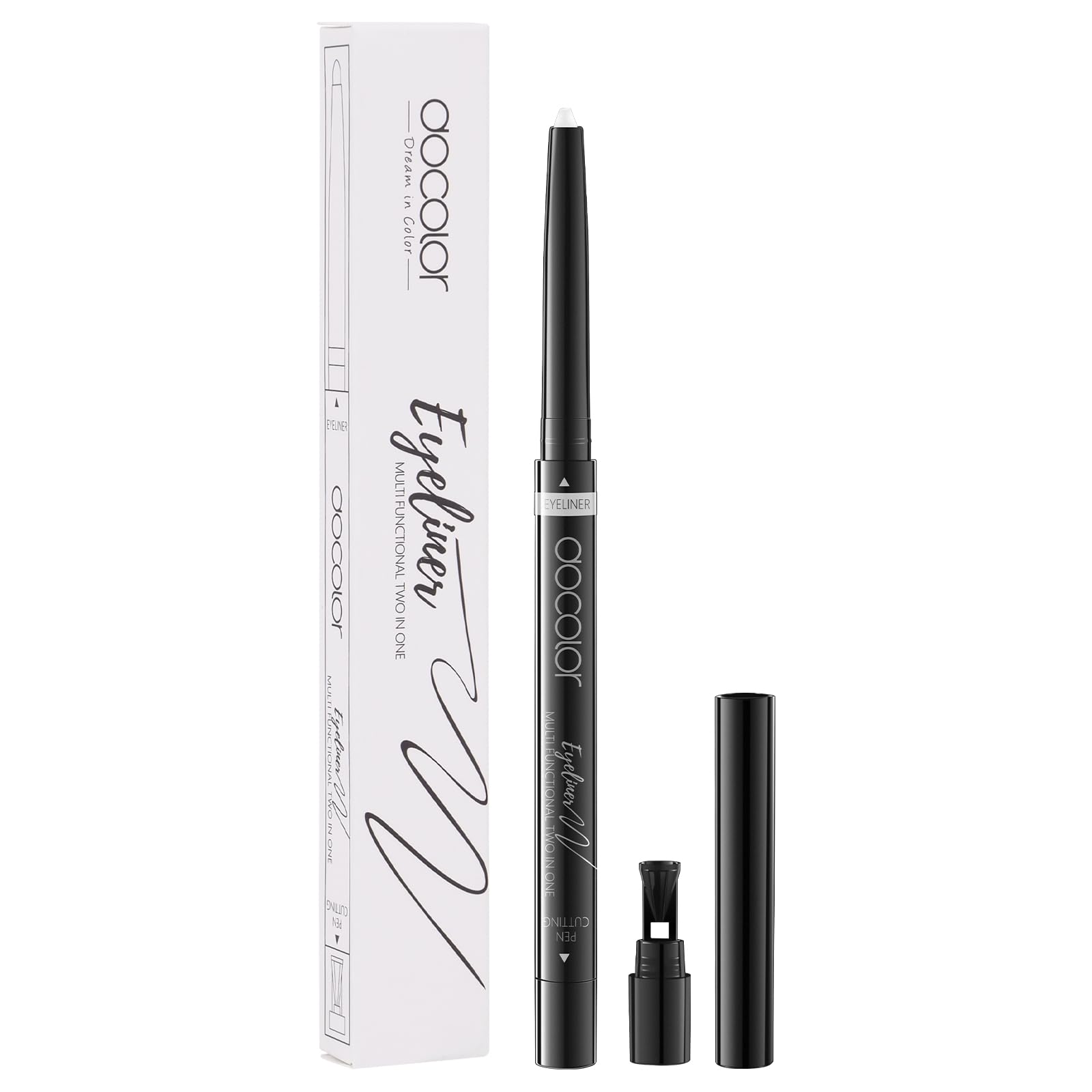 Docolor Eyeliner Gel Pen Ultra-Pigmented Waterproof Smudge-proof Gel Eye Liner Pencil, White