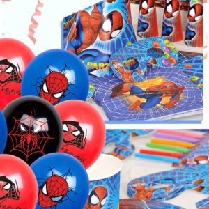 Yiran Spider Theme Birthday Balloons, 18Pcs Spider Birthday Party Decorations, 12inch Red Blue Latex Balloons Avengers Latex Balloons Theme Party Favor for Kids Boys