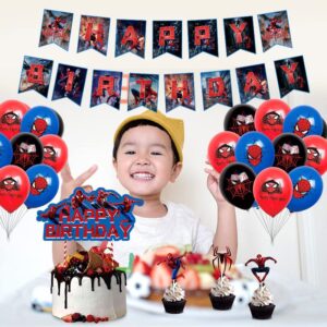 Yiran Spider Theme Birthday Balloons, 18Pcs Spider Birthday Party Decorations, 12inch Red Blue Latex Balloons Avengers Latex Balloons Theme Party Favor for Kids Boys