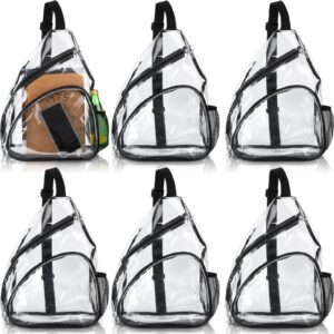 silkfly 6 piece transparent sling bag transparent backpack stadium approved plastic clear shoulder crossbody backpack with water holders for sports event concert travel stadium