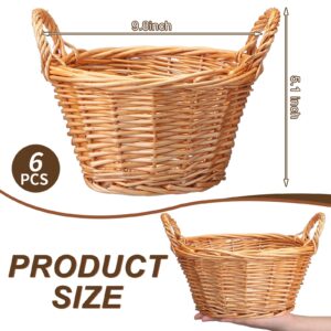Tatuo 6 Sets 9.8 x 5.1 Inch Wicker Basket with Gift Bags and Ribbons Rattan Baskets Bulk with Handle Gifts Empty Basket for Easter Egg Gathering Storage Wedding Graduation Baby Shower