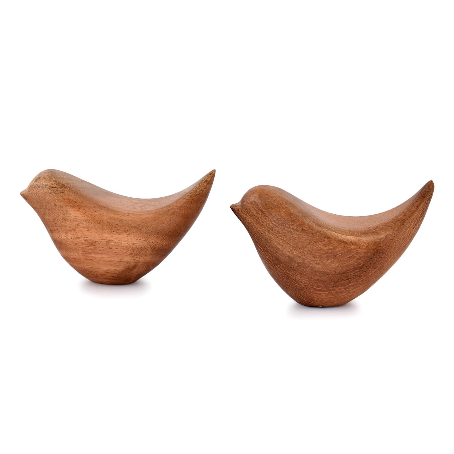 NIRMAN Acacia Wood Bird Statues Set Home Décor Bird Sculpture for Living Room, Bathroom, Office Modern Style Birds Decorative Ornaments (Set of 2) (4.5" x 2" x 2.5")