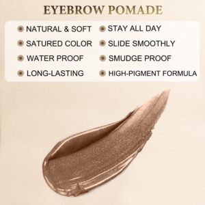 Eyebrow Pomade - Waterproof Brow Pomade for Long-lasting Results,Smudge Proof and Sweat Resistant Formula,Natural Eyebrow Makeup for All Skin Types and Tones - Soft Brown