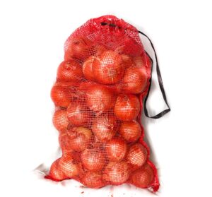 st. boniface bag company | red mesh bags | size: 16 x 25" | potato storage | onion bag | vegetable bag | firewood bag | reusable produce bag | heavy duty grocery mesh bags | 25 lbs capacity (5)