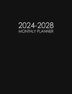 2024-2028 monthly planner: five years calendar | 60 months 5 year organizer with holidays to do list goals - black cover