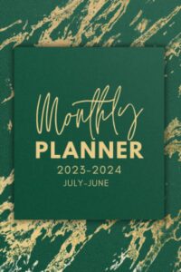 pocket monthly planner july 2023-june 2024: stay organized and productive for a year - green gold marble cover !