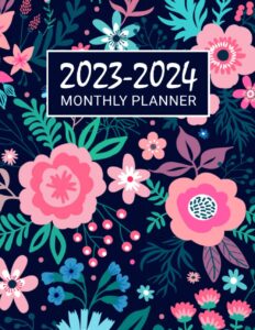 2023-2024 monthly planner: two years from january 2023 to december 2024, monthly organizer with holidays & inspirational quotes (cute flowers cover)