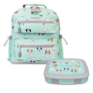 bentgo® kids 14” backpack set with kids prints lunch box (puppy love)