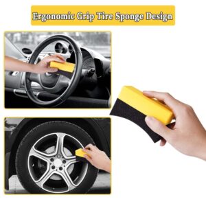 RXALASKA Tire Shine Applicator Pads, Tire Dressing Applicator Sponges, Durable Foam Tire Contour Wheel Shine Cleaning, Reusable Tire Sponges Applicator Pads Tire Wax Wipe