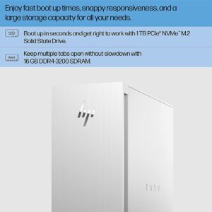 HP 2023 Newest Envy Desktop, Intel Core i9 12900 up to 5.1GHz, NVIDIA GeForce RTX 3070 Graphics, 64GB RAM, 2TB SSD, 2TB HDD, Wi-Fi 6, Bluetooth, Wired Keyboard & Mouse, Windows 11 Home
