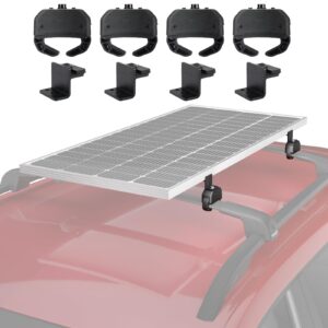 bougerv solar panel crab mounting kit for cars with cross bars, universal roof rack clamps for luggage rack without drilling, 100 to 200 watt solar panel mounting brackets, auto off-grid solar systems