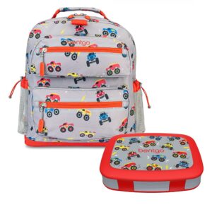 bentgo® kids 14” backpack set with kids prints lunch box (trucks)