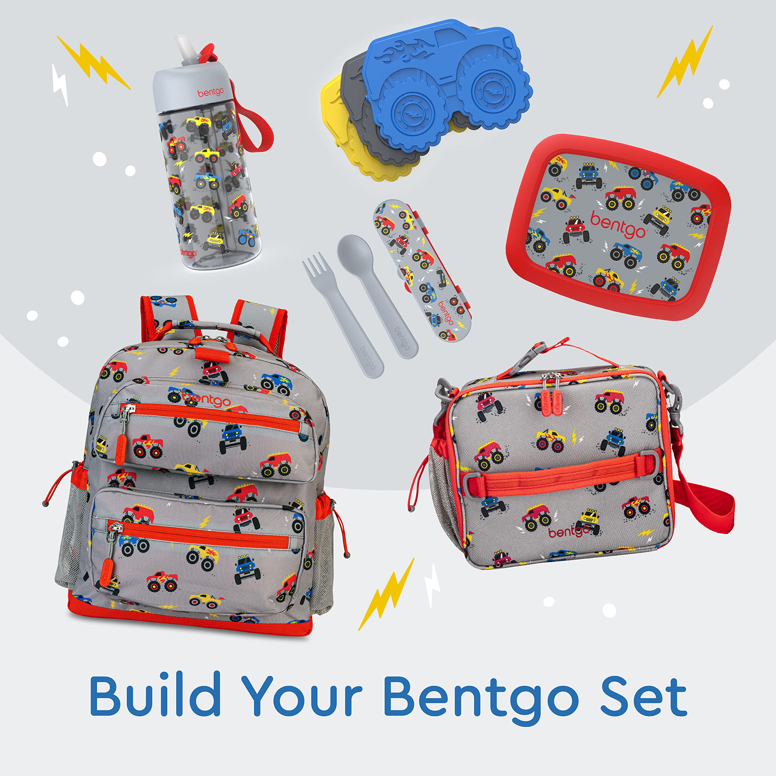 Bentgo® Kids 14” Backpack Set With Kids Prints Lunch Box (Trucks)