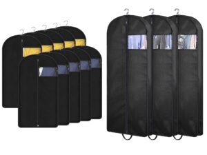 kimbora 43" garment bags for hanging clothes(10 packs) & 54" suit bags for closet storage(3 packs)