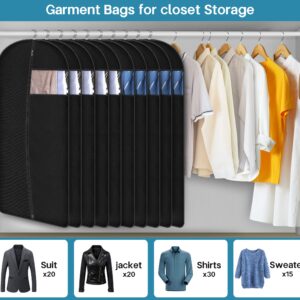 KIMBORA 43" Garment Bags for Hanging Clothes(10 Packs) & 54" Suit Bags for Closet Storage(3 Packs)