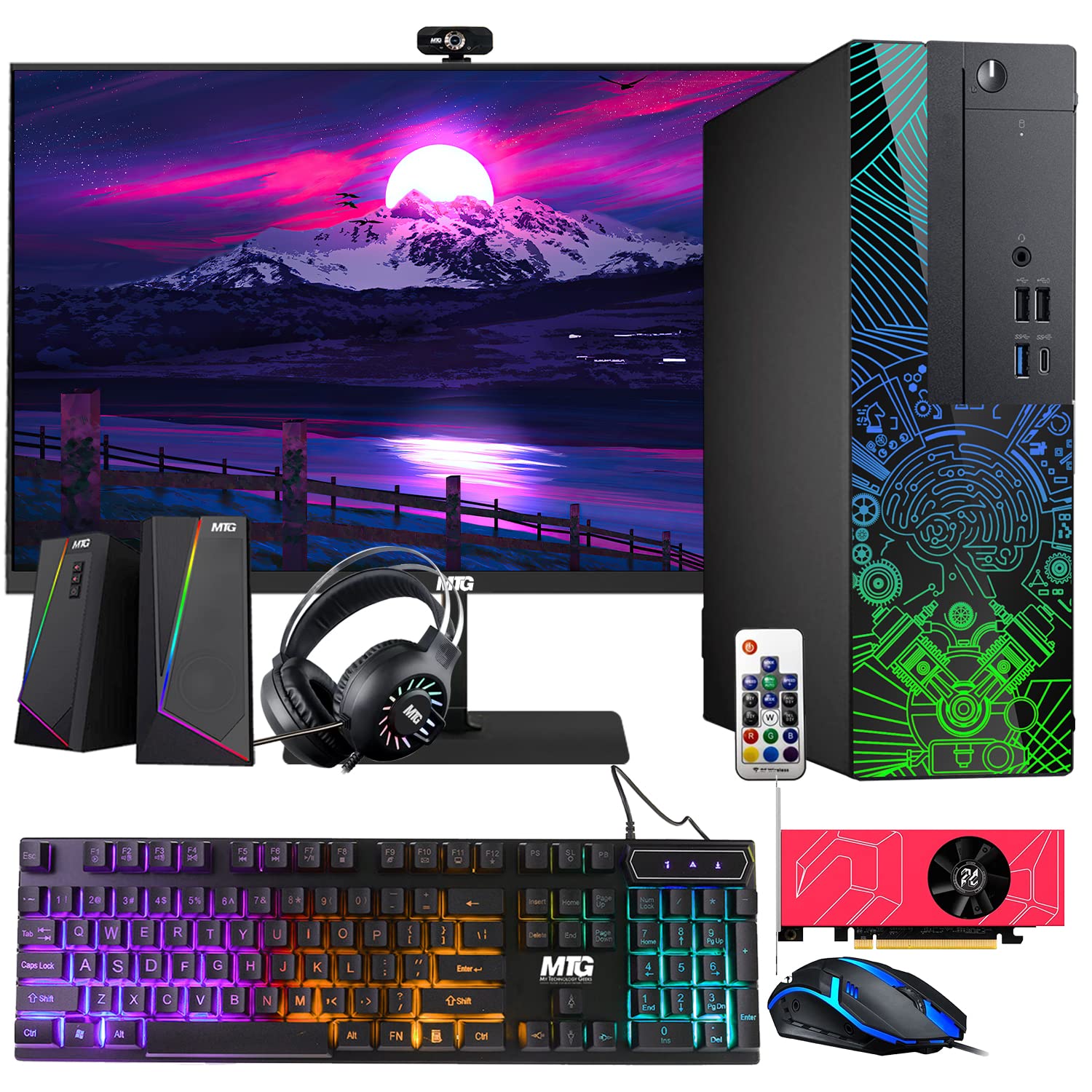 Lumos 8 Gaming Desktop PC, Intel Core i5 7th Gen, AMD RX 6400 4GB DDR6, 8GB RAM, 512GB SSD + 2TB HDD, 27 Inch 165hz Gaming Monitor, PCI-E Bluetooth | Wi-Fi, RGB Kit, Win 10 Pro (Renewed)