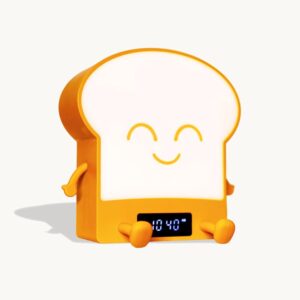 cute toast bread lamp plus+, multi-color toast touch bar night light with clock, rechargeable nursery desk decor for breastfeeding, simple kawaii design, ideal gift.