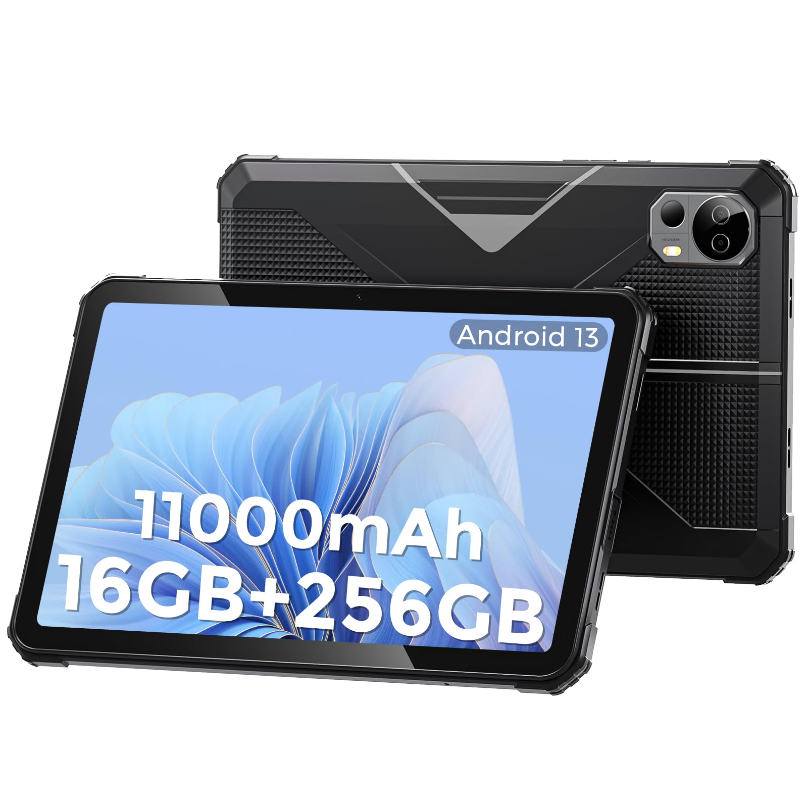 FOSSIBOT DT1 10.4 inch Android 13 Tablet,11000mAh Rugged Tablet 2K FHD+16GB+256GB Tablet 48MP+16MP Camera Smart Tablet IP68-69K Waterproof Tablet 4G Dual SIM+5G WiFi Tablet 18W Fast Charging/OTG/1TB