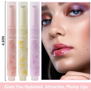 Yishifa 3 Colors Jelly Lipstick,Tinted Jelly Lip Gloss Heart Shape Lip Stain,Mirror Hydrating Jelly Lip Balm,Moisturizing Heart Lipstick,Non-Sticky,Vivid Color Glossy Lip Gloss Lip Makeup