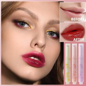 Yishifa 3 Colors Jelly Lipstick,Tinted Jelly Lip Gloss Heart Shape Lip Stain,Mirror Hydrating Jelly Lip Balm,Moisturizing Heart Lipstick,Non-Sticky,Vivid Color Glossy Lip Gloss Lip Makeup