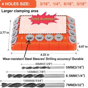 Steel DN Mate 30 45 90 Degree Angle 4 Sizes Drill Guide for Cable Railing Lag Screw Wood Post, Durable Aluminum Drill Hole Guide Jig for Angled/Straight Holes for Deck Cable Stair Handrail DG12