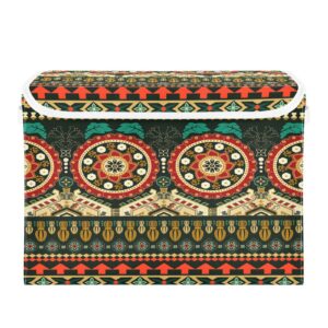 kigai boho mandala style storage basket 16.5x12.6x11.8 in collapsible fabric storage cubes organizer large storage bin with lids and handles for shelves bedroom closet office