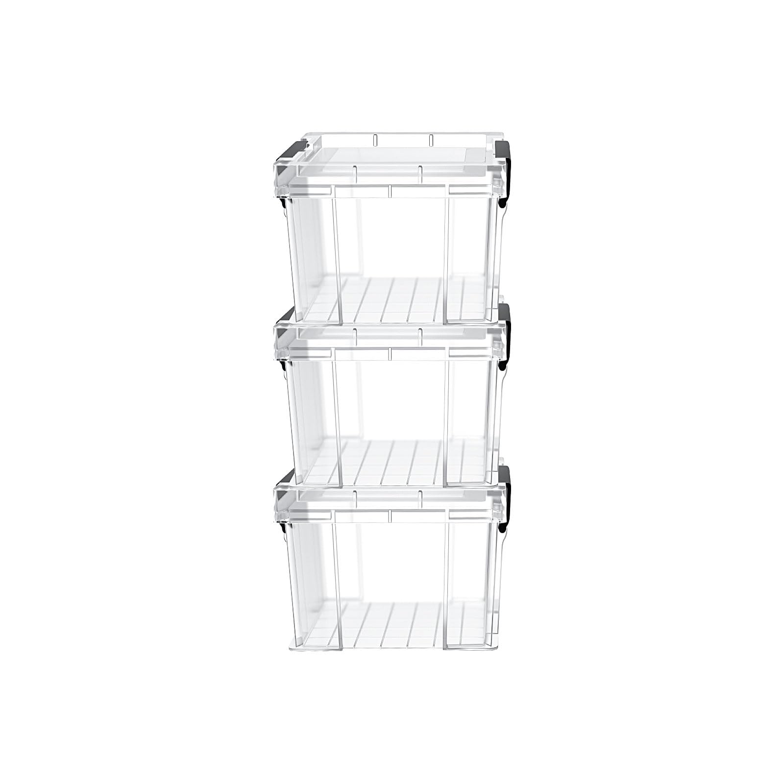 piiyoosnn Small Storage Bins Plastic Storage Container Stackable Box with Lids for Organizing, Clear White (0.27 QT-3 Pack)