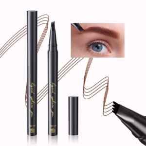 Eyebrow Pencil, Long-Lasting Waterproof Eyebrow Microblading Pen with Micro 4 Point Brow Pen Lift and Snatch, Suitable for Eye Makeup (Dark Brown)