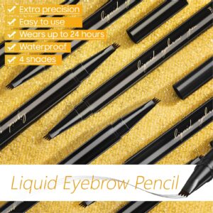 Eyebrow Pencil, Long-Lasting Waterproof Eyebrow Microblading Pen with Micro 4 Point Brow Pen Lift and Snatch, Suitable for Eye Makeup (Dark Brown)