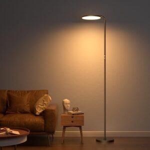 sibrille 36w led floor lamp, super bright standing lamp, modern stepless dimmable torchiere tall lamp with remote control, rotatable reading floor lamps for living room, bedroom, office