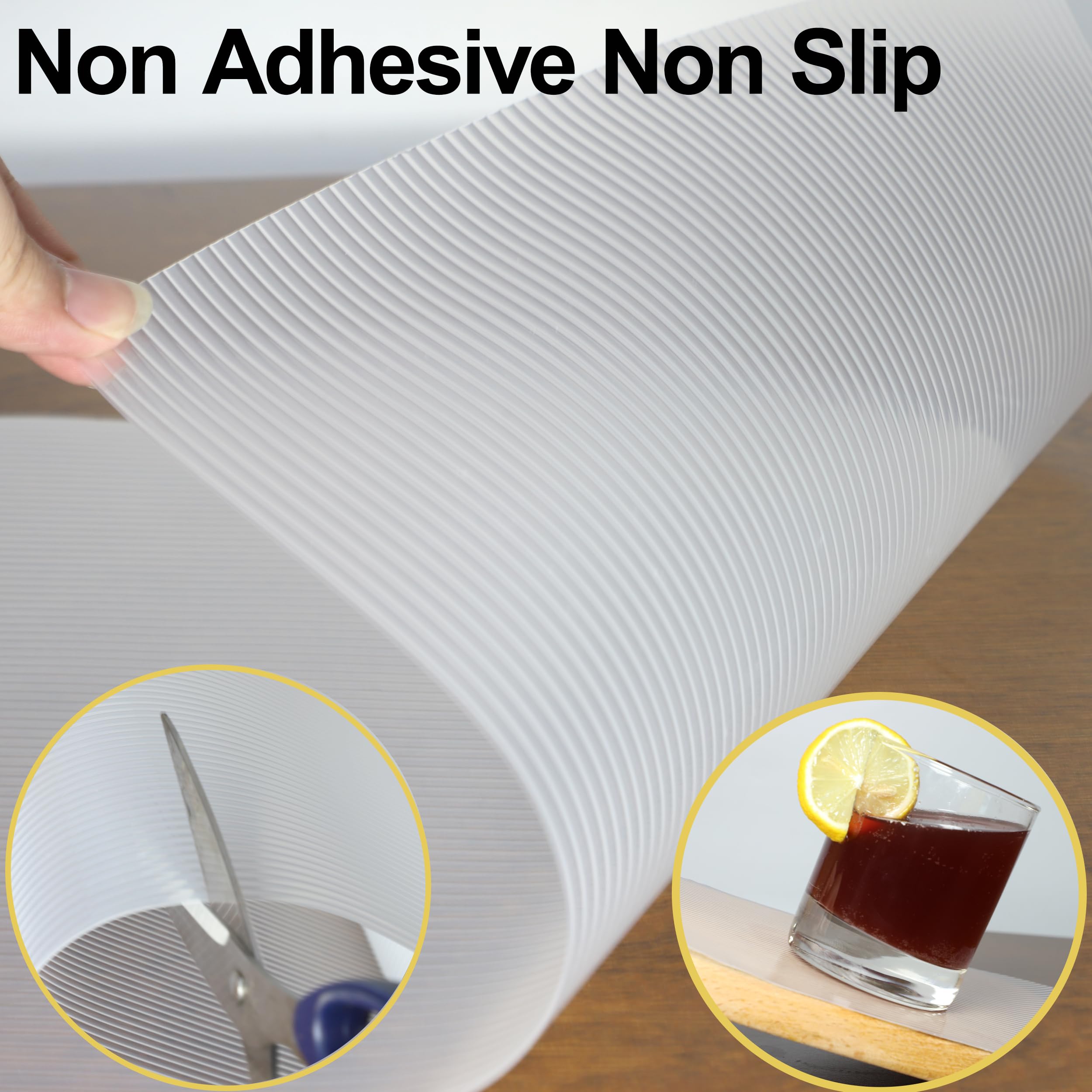 Shelf Liners for Kitchen Cabinets 15 Inch Wide X 20 Ft No Slip Waterproof Cabinet Drawer Shelves Liner Non Adhesive Clear Liner for Refrigerator Pantry Cupboard Closet Kitchen Bathroom