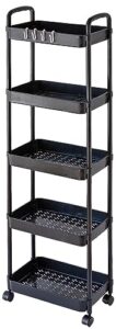 gagee 5 tier rolling cart with wheels and handle,rolling storage cart for office, living room, laundry room,kitchen,bathroom,black