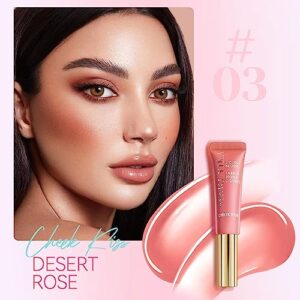 Liquid Blush Wand, Matte Face Blushes Beauty Wand with Cushion Applicator, Lightweight Pink Blush Natural Pearl Finish, Smooth Creamy Fomula (3# desert rose)