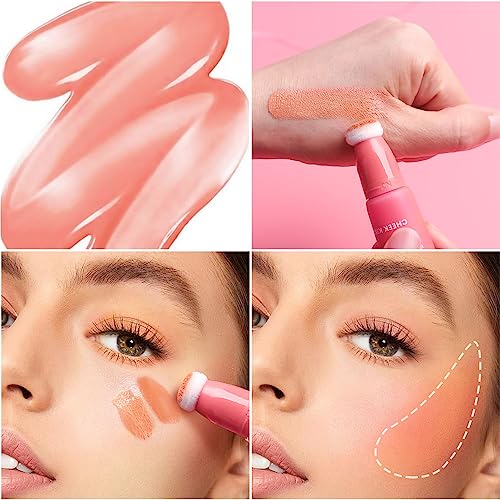 Liquid Blush Wand, Matte Face Blushes Beauty Wand with Cushion Applicator, Lightweight Pink Blush Natural Pearl Finish, Smooth Creamy Fomula (3# desert rose)