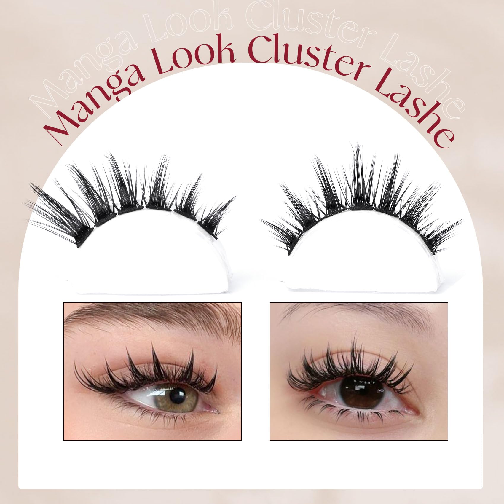 Goddvenus Individual Lashes 105pcs Anime Lashes Extension Manga Lash Clusters Wispy Eyelash Extension D Curl Eyelash Clusters Fluffy DIY Lash Extensions 14-16-18 Mixed Length