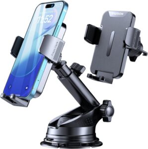 suuson car phone holder mount【upgraded】-【bumpy roads friendly】 phone mount for car dashboard windshield air vent 3 in 1,hand free mount for iphone 14 13 12 pro max samsung all cell phones
