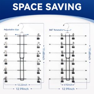 3 Pack Skirt Hangers with Clips, ZOUTOG 6 Tier Pants Hangers, Skirt Hangers Space Saving Closet Organizers and Storage, Non Slip Adjustable Clip Hanger for Shorts, Skirts, Dresses, Kids Clothes & More