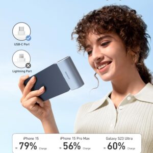 Anker Nano Power Bank with Built-in Foldable USB-C Connector, 5,000mAh Portable Charger 22.5W, for iPhone 15/15 Plus/15 Pro/15 Pro Max, Samsung S22/23 Series, Huawei, iPad Pro/Air, AirPods, and More