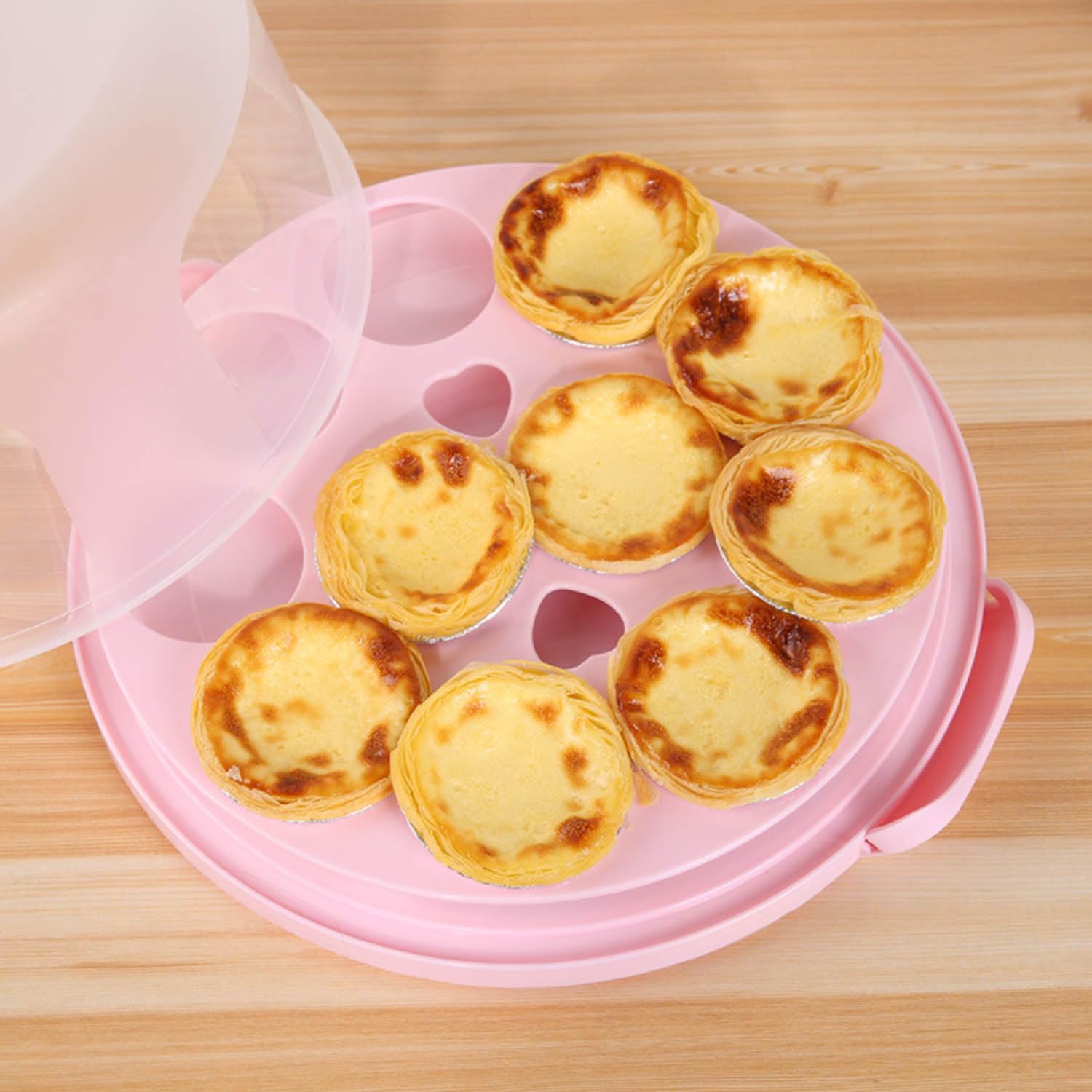 Jninexiu 10 Inch Cake Carrier with Lid and Handle, Cupcake Carrier Cupcake Holder Portable Round - Two Sided Base for Pies Cookies Nuts Fruit etc - Suitable for 10 inch Cake Perfect Gifts