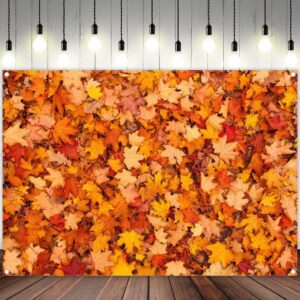 ZTHMOE 7x5ft Fall Maple Leaves Photography Backdrop Autumn Friendsgiving Scene Background Floor Party Supplies Halloween Decoration Banner Photo Booth Props
