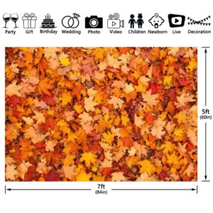 ZTHMOE 7x5ft Fall Maple Leaves Photography Backdrop Autumn Friendsgiving Scene Background Floor Party Supplies Halloween Decoration Banner Photo Booth Props