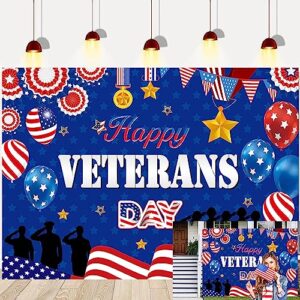 happy veterans day backdrop thank you veterans background american medal striped flag patriotic soldier outdoor indoor home party banner decorations supplies 7x5ft