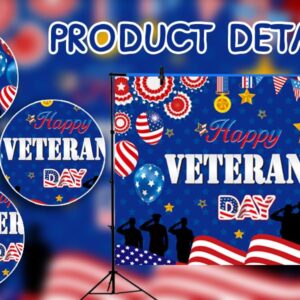 Happy Veterans Day Backdrop Thank You Veterans Background American Medal Striped Flag Patriotic Soldier Outdoor Indoor Home Party Banner Decorations Supplies 7x5FT